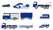 Schematische Darstellung verschiedener THW-Fahrzeuge