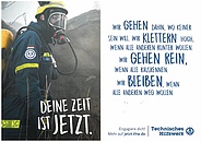 THW-Plakat: Eine Einsatzkraft in Atemschutzausrüstung mit dem Motto "Deine Zeit ist jetzt"