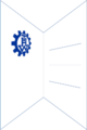 Ein stilisiertes aufgeklapptes Faltblatt mit THW-Logo